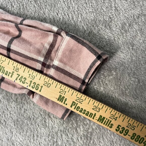 Express Top Large Pink Plaid Flannel Boyfriend Fit Button-Front Shirt Women's - Picture 8 of 14